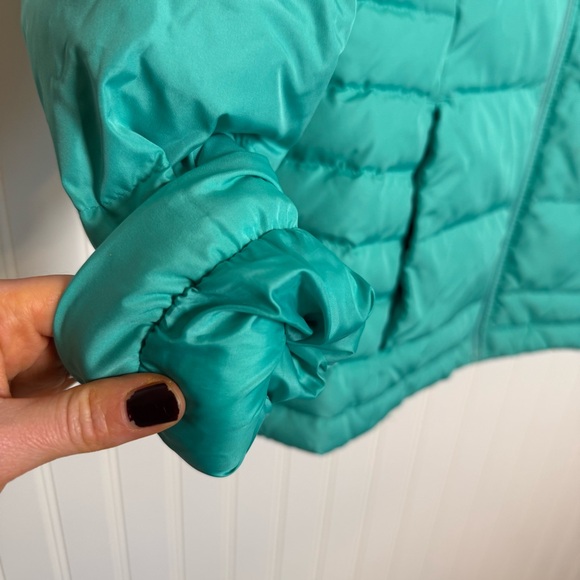 Lands’ End Teal Puffer High Neck Coat Women’s Size Medium - Picture 4 of 13